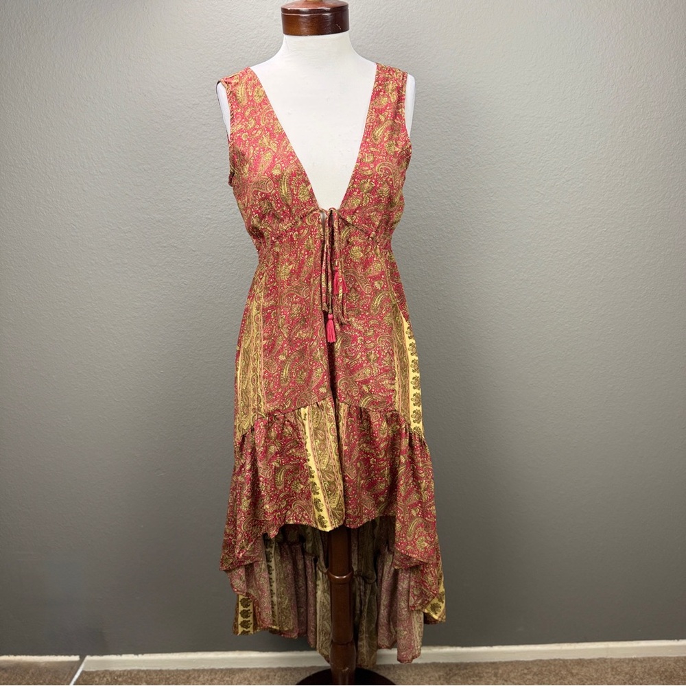 Karma Highway Paisley Hi low Relaxed fit boho chic Dress Sz One size